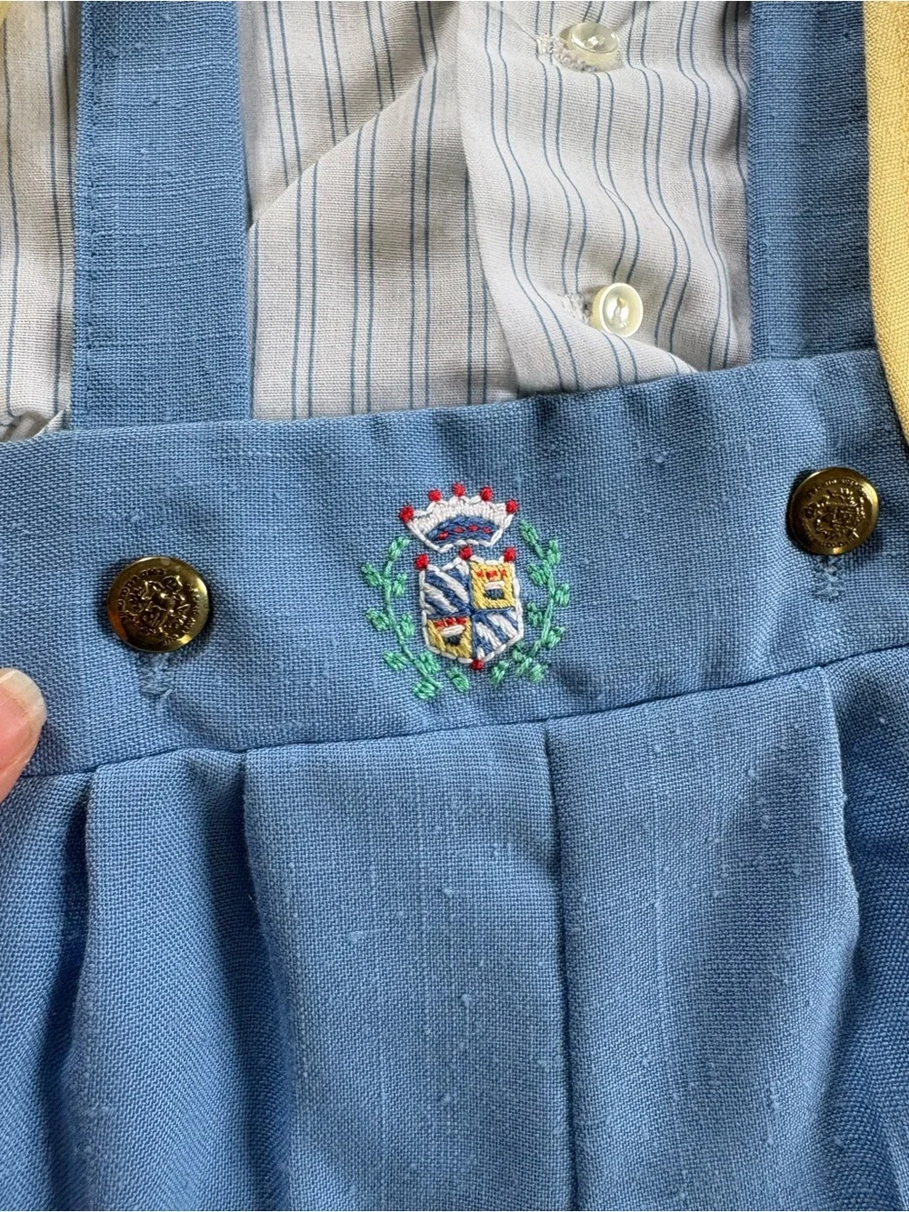 Vintage 70s Good Lad baby boy's blazer suspender shortalls outfit set 12 mos